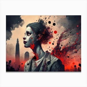 Dark Halloween Noir Art Greys And Red 12 Canvas Print