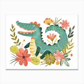 Little Floral Crocodile 3 Canvas Print