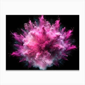 Abstract Explosion Of Pink, Blue, And White Powder Canvas Print