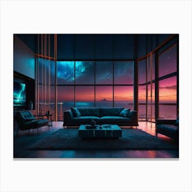 Living Room At Night 4 Canvas Print