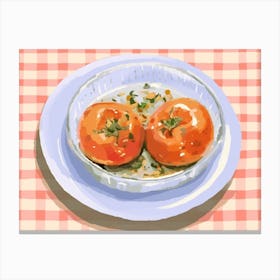 A Plate Of Stuffed Peppers, Top View Food Illustration, Landscape 1 Canvas Print