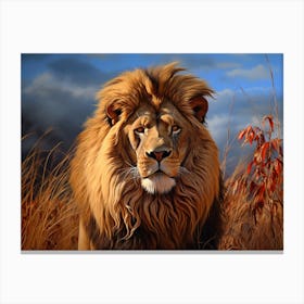 African Lion Close Up Realism 4 Canvas Print