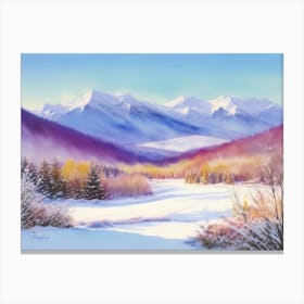 Snow-Kissed Peaks: A Winter Scene Canvas Print