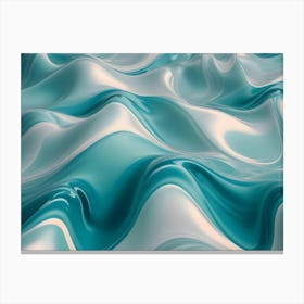 Abstract Background Of Flowing, Liquid Like Turquoise And White Waves, Creating A Dynamic And Mesmerizing Pattern Canvas Print