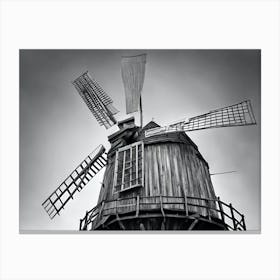 Black And White Windmill Canvas Print