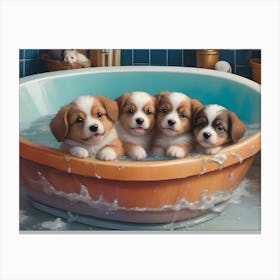 Puppies In A Tub Canvas Print