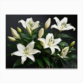 White Lilies paintings art print Canvas Print