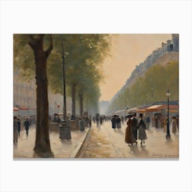 Les Champs Elysees Paris Street Oil AI Art Canvas Print