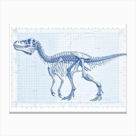 Deinonychus Skeleton Hand Drawn Blueprint 1 Canvas Print