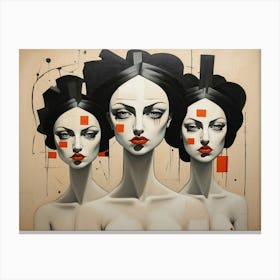 Three Women, Pop Surrealism, art, painting Canvas Print