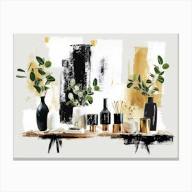 Gold And Black Abstract Painting 82 Canvas Print