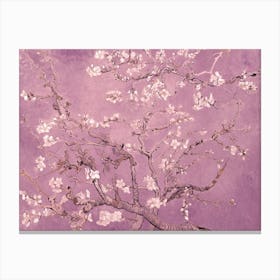 Vincent Van Gogh "Almond Blossom" 1890 in HD Textured Oil Painting | Dusty Pink Blossoms Pattern Canvas Print