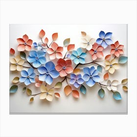 Blossoming 3d Floral Artistry Leaves, Flowers and a Mesmerizing 1 Canvas Print