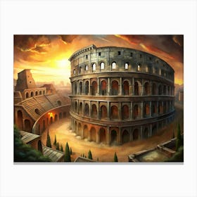 Majestic Roman Colosseum At Sunset Canvas Print