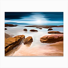 Moonlight At The Beach Canvas Print