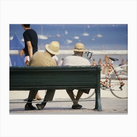 Retired Couple On The Promenade Brittany France Canvas Print