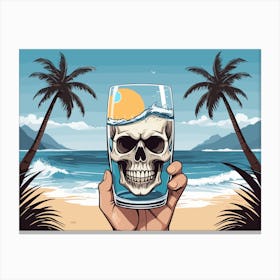 Skull With Glass Of Water Canvas Print