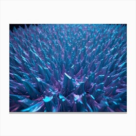 An Abstract Image Of Blue And Purple Pointy Shapes, Creating A Textured, Spiky, And Futuristic Pattern Against A Dark Background Canvas Print