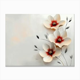 Simple Floral Painting On A Light Gray Canvas Print