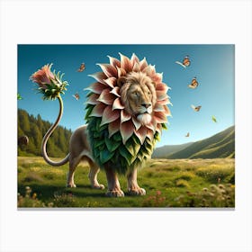 Lion-Flower Fantasy Canvas Print