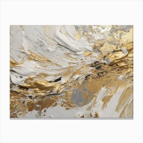 Gold And White Abstract Painting Canvas Print