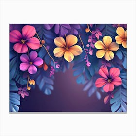 Elegant Colorful with Vibrant Flower Hanging Branches Illustration 2 Canvas Print