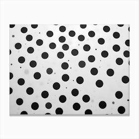 Close Up View Of A Black And White Abstract Pattern With Evenly Spaced Black Circles On A White Background, Resembling A Perforated Surface Canvas Print