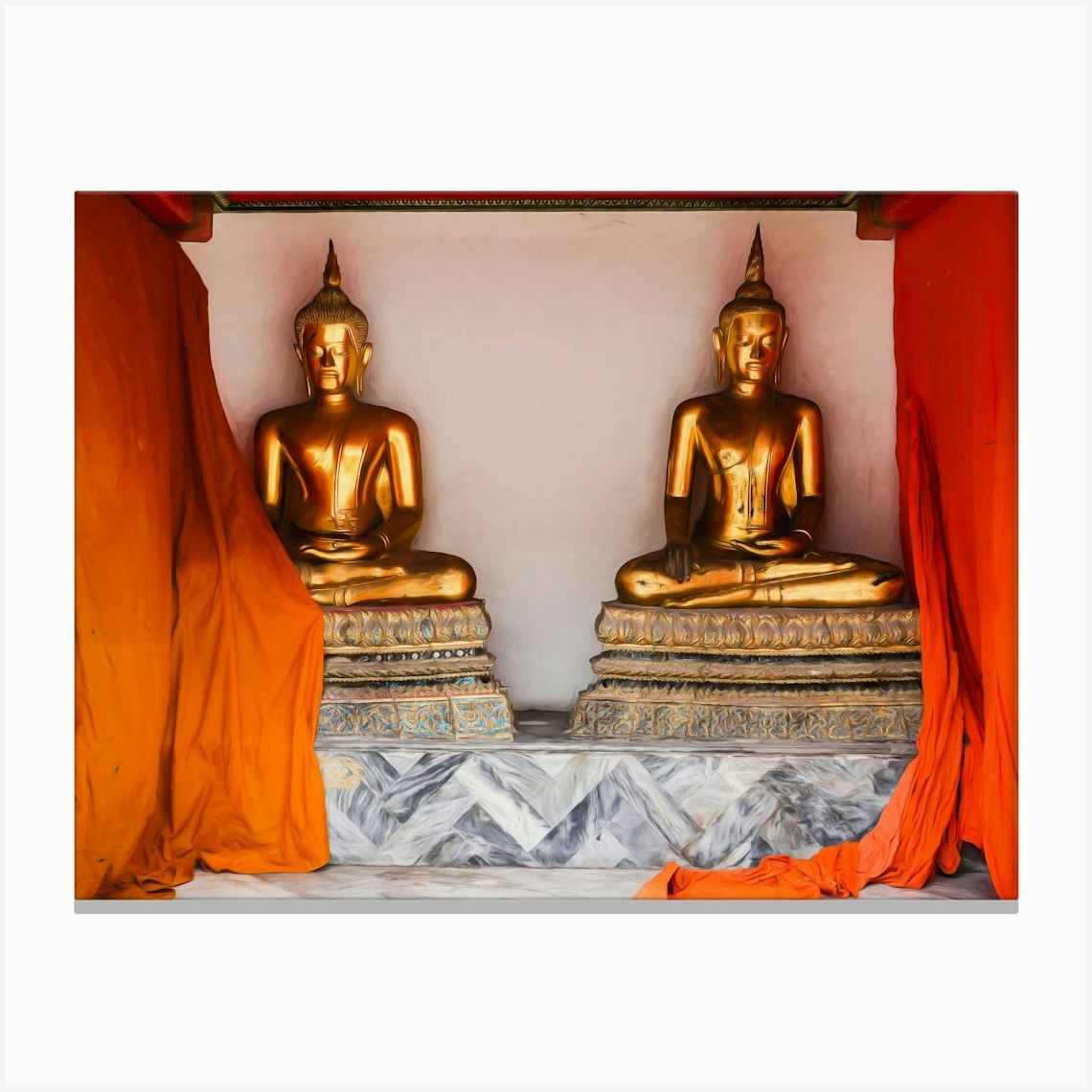 Golden Buddha Statues Thailand Canvas Print by Paul J Bucknall