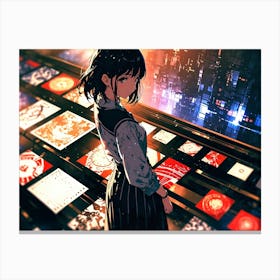 Anime Girl In A City Canvas Print