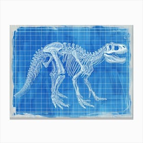 Carnotaurus Skeleton Dinosaur Blueprint Canvas Print