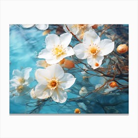 White Flowers In Water 1 Canvas Print