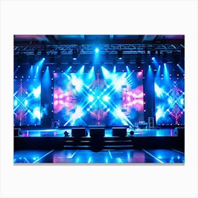 A Stage Illuminated With Vibrant Blue And Pink Lights Canvas Print