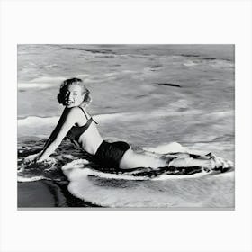 Marilyn Monroe Lying In Surf Canvas Print