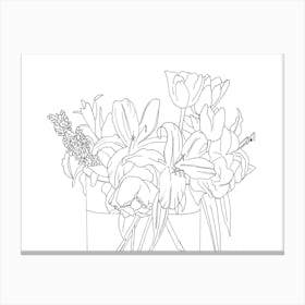 Dying Lillies- Line Drawing Canvas Print