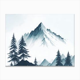 Mountain And Forest In Minimalist Watercolor Horizontal Composition 99 Canvas Print