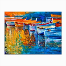 Boats In The Harbor Painting 3 Canvas Print