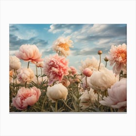 Peonies Under the Clouds Canvas Print