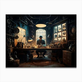 Man In A Dark Room Canvas Print