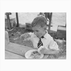 Youngster Eating Dinner At All Day Community Sing, Pie Town, New Mexico By Russell Lee Canvas Print