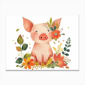 Little Floral Pig 2 Canvas Print