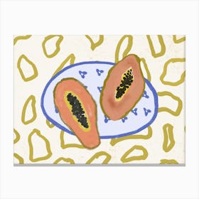 Papaya On Plate Canvas Print