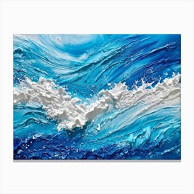 Abstract Turbulent Ocean Surface Turquoise And Blue Hues Dominating Intermingled With White Foam A (4) Canvas Print