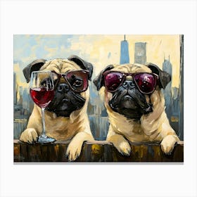 City Pugs 2 Canvas Print