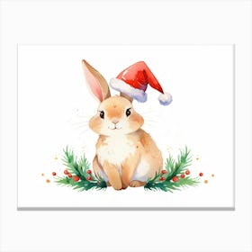 Watercolor Christmas Bunny Canvas Print