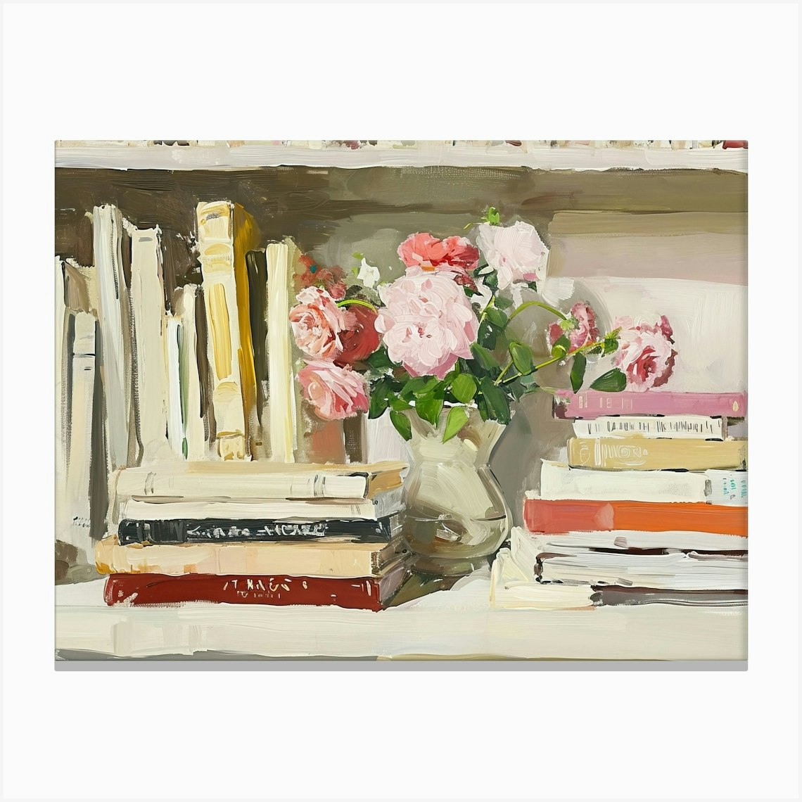 Bookshelves Canvas Print by Banevici