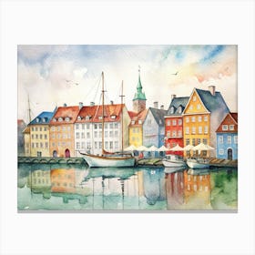 Watercolor Of Copenhagen Canvas Print