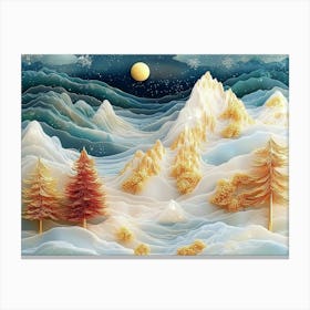 Winter Landscape 3d Paper Art Canvas Print