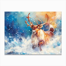 Reindeer In The Snow Canvas Print