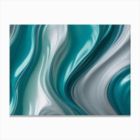 Abstract Background Of Flowing, Liquid Like Turquoise And White Waves, Creating A Dynamic And Mesmerizing Pattern 1 Canvas Print