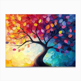 Elegant Colorful Tree with Vibrant Leaves Hanging Branches 5 Canvas Print